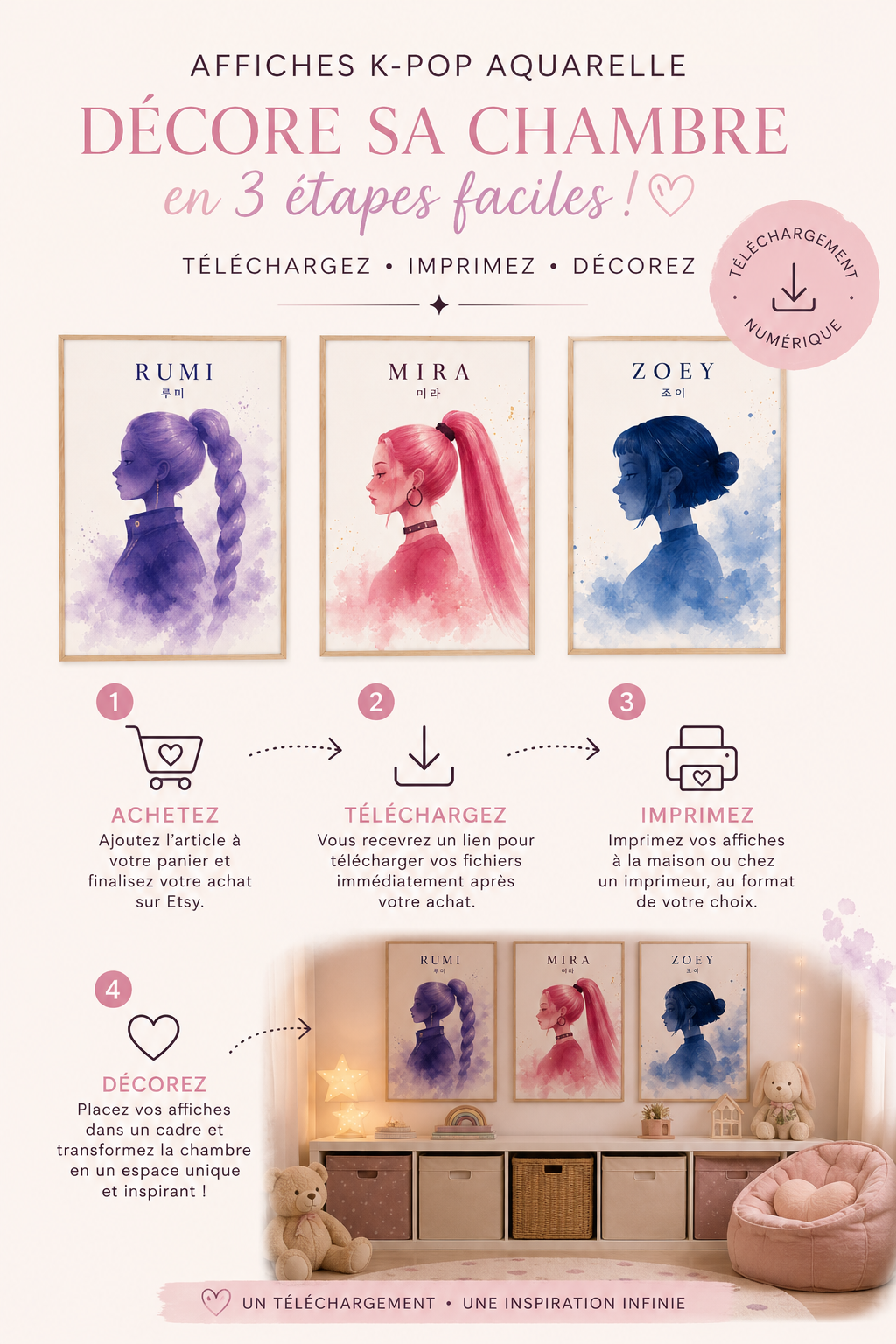 Affiche k pop demons hunters numérique