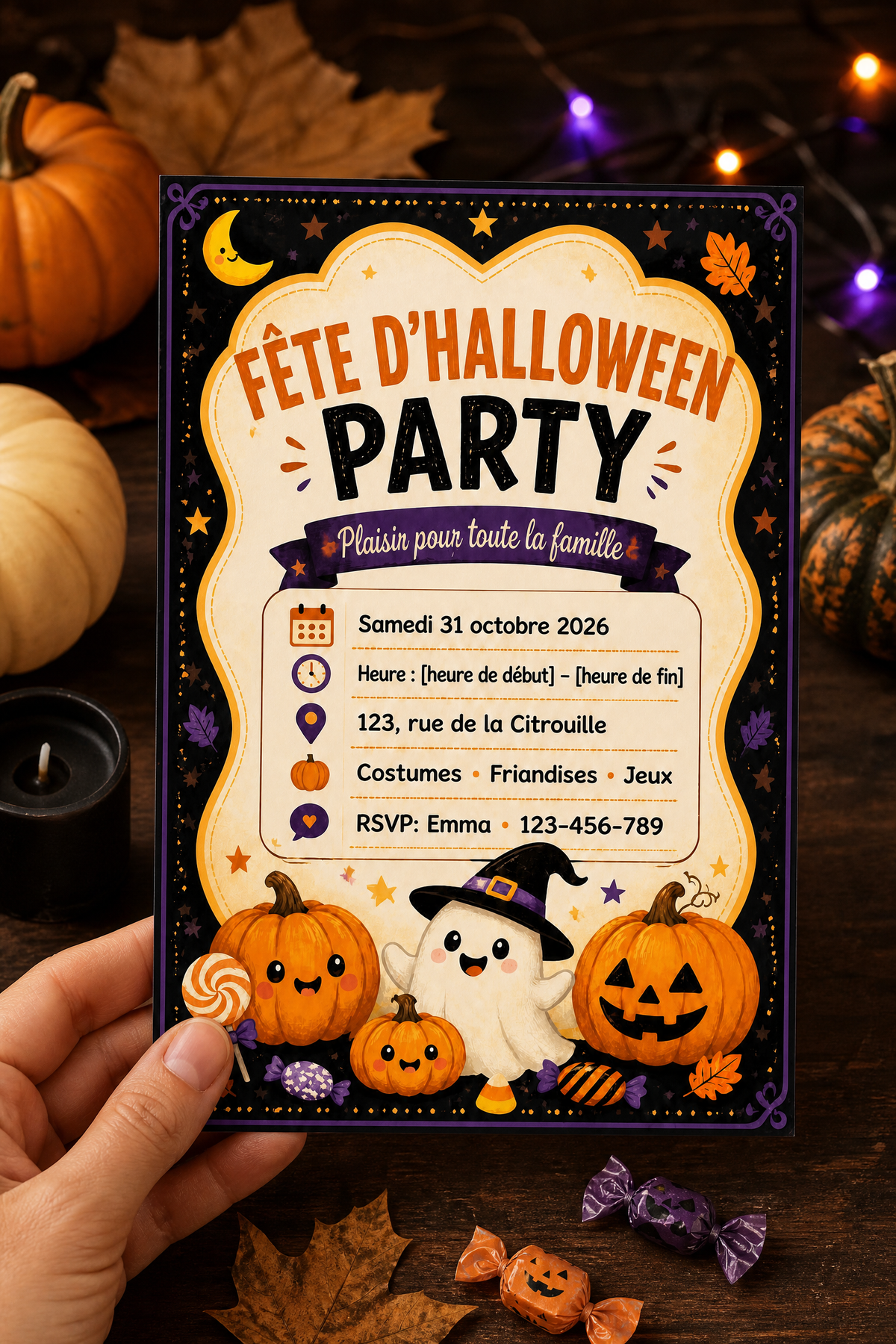 Invitation de Fête d’Halloween pour Enfants et Adultes | Modèle Canva Personnalisable